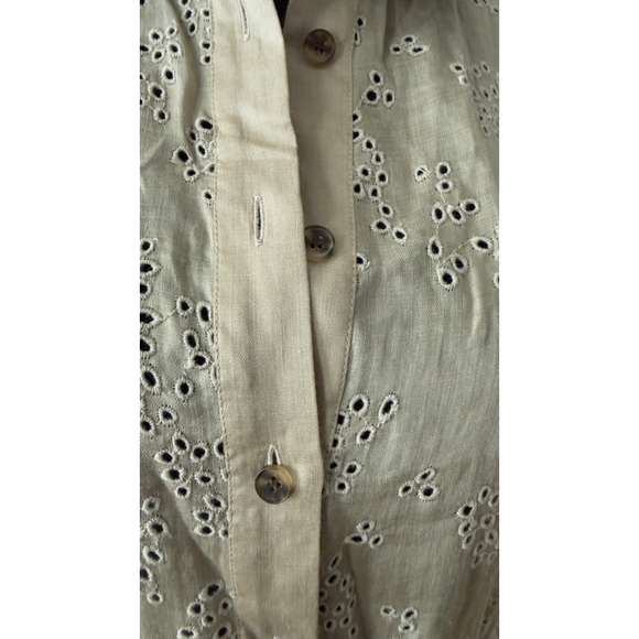 Women's Lafayette 148 Denver Beige Eyelet Midi Dress S - Picture 4 of 8